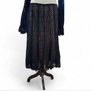 LOFT Black Pleated Midi Skirt A-line Cocktail